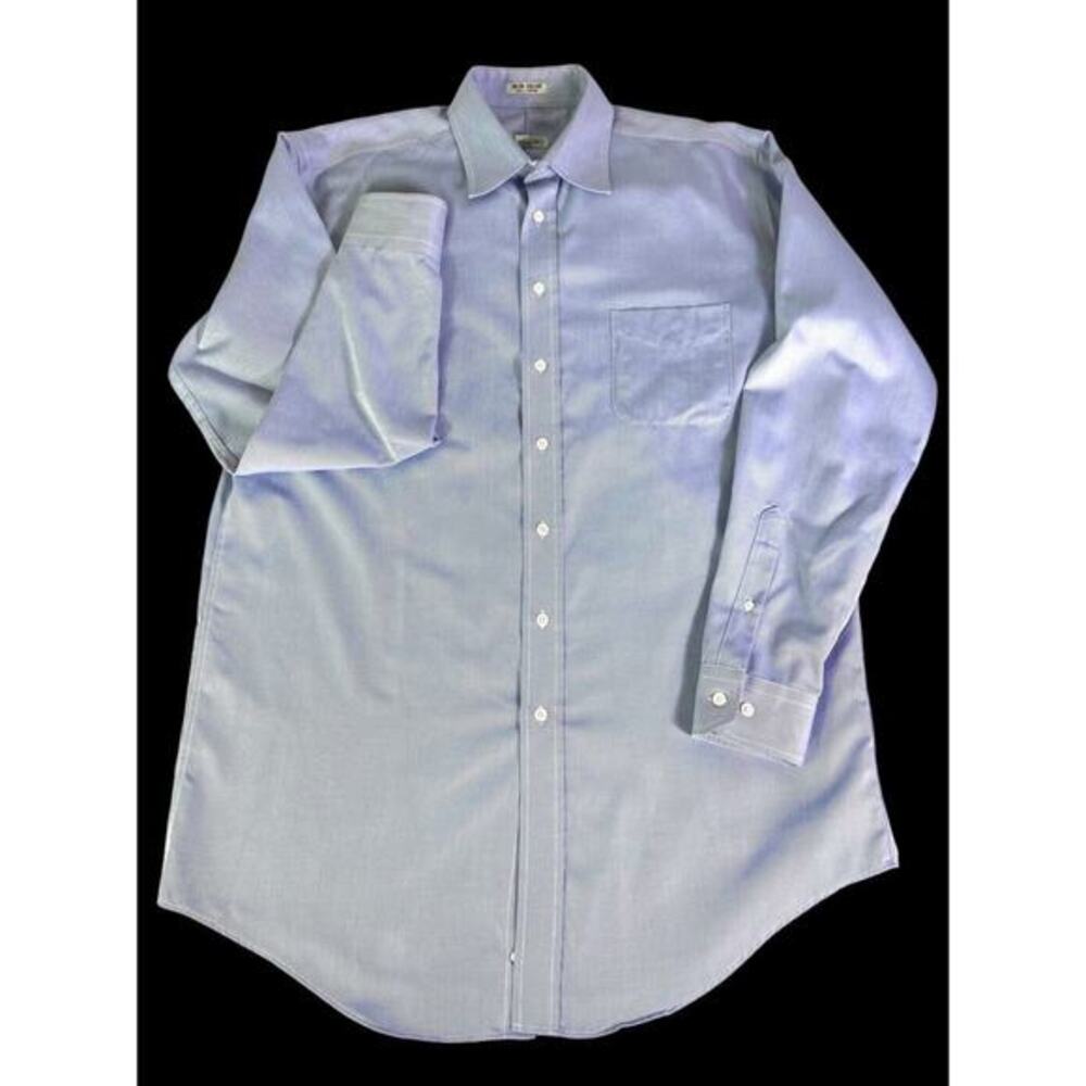 Linea Uomo Non Iron Dress Shirt Sz 16.5 36/37 Blue Stripe‎ Long Sleeve Button Up